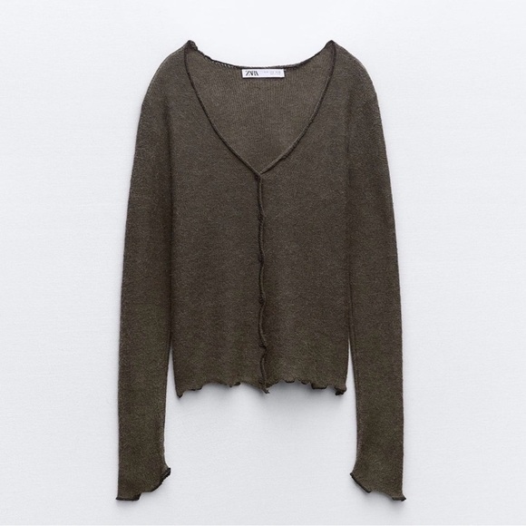 Zara Sweaters - NWT Zara Rolled Edge Wool Blend Cardigan l M